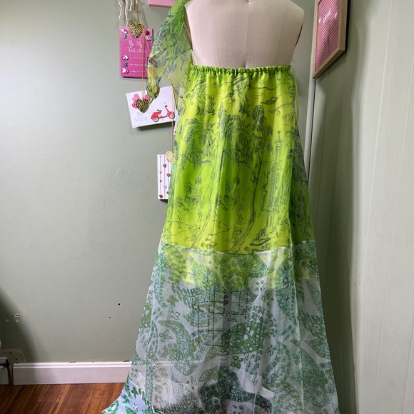Rare STAUD Neem Printed Georgette Organza Sequined Hem Maxi Dress Unique - Picture 10 of 12
